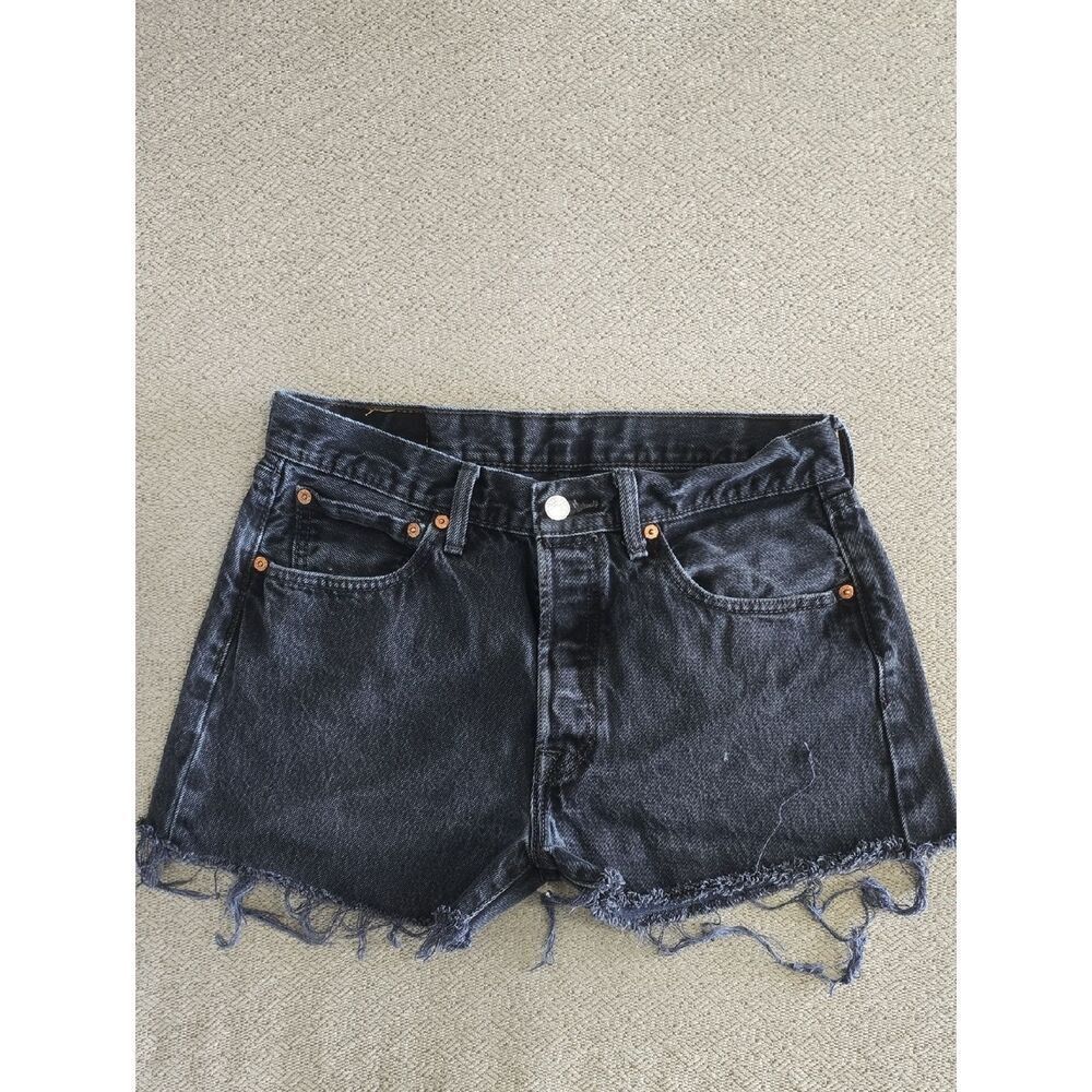 Levi's 501 Black Button Fly Cut Off Jean Shorts - Size 32